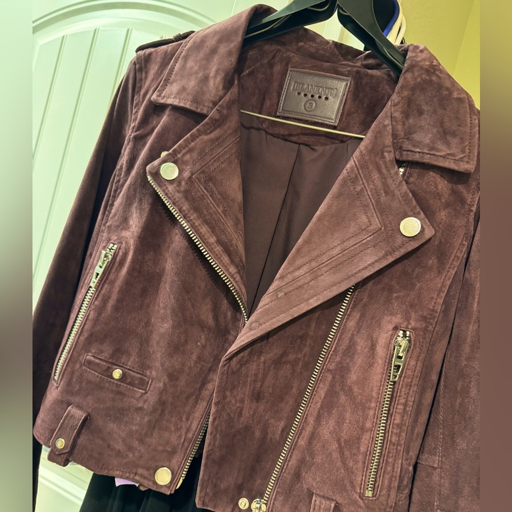Moto jacket. Worn 2x. Deep wine color. Pet free & smoke free home.